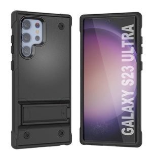 Punkcase Galaxy S23 Ultra Funda [Serie Reliance] Cubierta Militar Híbrida Protectora de Grado Militar con Soporte Incorporado [Negro].