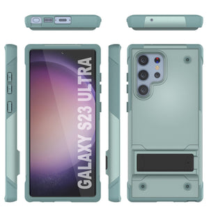 Funda Punkcase Galaxy S23 Ultra [Serie Reliance] Protector Híbrido de Grado Militar Con Soporte Incorporado [Verde]