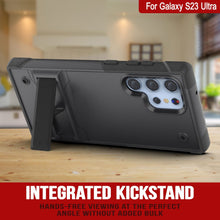 Cargar imagen en el visor de la galería, Funda para Galaxy S23 Ultra Punkcase [Serie Reliance] Protectora de Grado Militar Híbrida con Soporte Incorporado [Gris-Negro]
