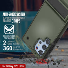Cargar imagen en el visor de la galería, Punkcase Funda para Galaxy S23 Ultra [Serie Reliance] Cubierta protectora híbrida de grado militar con soporte incorporado [Verde Ejército-Negro]
