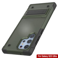 Cargar imagen en el visor de la galería, Punkcase Funda para Galaxy S23 Ultra [Serie Reliance] Cubierta protectora híbrida de grado militar con soporte incorporado [Verde Ejército-Negro]
