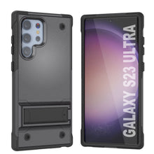 Cargar imagen en el visor de la galería, Funda para Galaxy S23 Ultra Punkcase [Serie Reliance] Protectora de Grado Militar Híbrida con Soporte Incorporado [Gris-Negro]
