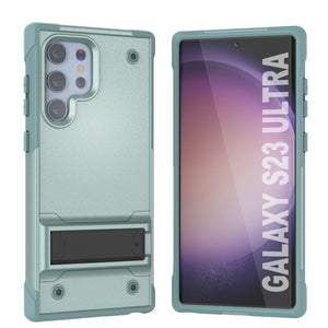 Funda Punkcase Galaxy S23 Ultra [Serie Reliance] Protector Híbrido de Grado Militar Con Soporte Incorporado [Verde]
