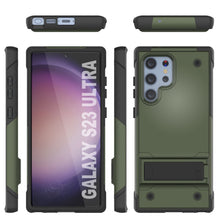 Cargar imagen en el visor de la galería, Punkcase Funda para Galaxy S23 Ultra [Serie Reliance] Cubierta protectora híbrida de grado militar con soporte incorporado [Verde Ejército-Negro]
