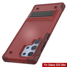 Cargar imagen en el visor de la galería, Funda Punkcase Galaxy S23 Ultra [Serie Reliance]: Cubierta protectora híbrida de grado militar con soporte incorporado [Rojo-Rosa]
