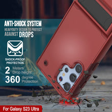 Cargar imagen en el visor de la galería, Funda Punkcase Galaxy S23 Ultra [Serie Reliance]: Cubierta protectora híbrida de grado militar con soporte incorporado [Rojo-Rosa]
