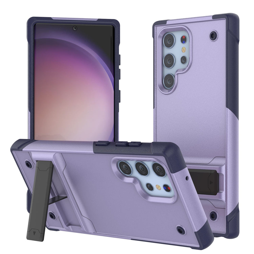 Funda Punkcase Galaxy S23 Ultra [Serie Reliance] Protectora Híbrida de Grado Militar con Soporte Incorporado [Morado-Marino]