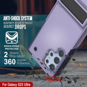 Funda Punkcase Galaxy S23 Ultra [Serie Reliance] Protectora Híbrida de Grado Militar con Soporte Incorporado [Morado-Marino]
