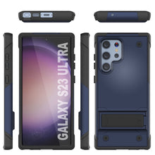 Cargar imagen en el visor de la galería, Funda para Galaxy S23 Ultra de Punkcase [Serie Reliance]. Cubierta protectora híbrida de grado militar con soporte integrado [Navy-Black].

