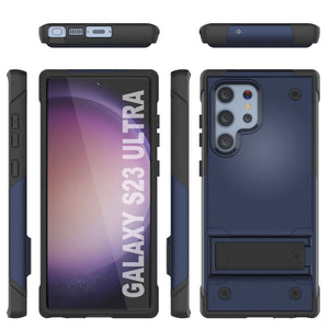 Funda para Galaxy S23 Ultra de Punkcase [Serie Reliance]. Cubierta protectora híbrida de grado militar con soporte integrado [Navy-Black].