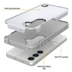 Funda PunkCase Galaxy S24, [Serie Spartan 2.0] Cubierta Clara Resistente y Robusta [Blanca]