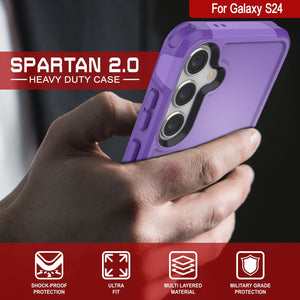 Funda PunkCase para Galaxy S24, serie Spartan 2.0, cubierta resistente y robusta transparente [púrpura].