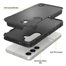 Cargar imagen en el visor de la galería, Funda PunkCase Galaxy S24, [Serie Spartan 2.0] Cubierta transparente resistente y robusta [Negro]
