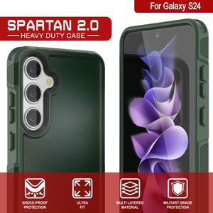 Funda PunkCase Galaxy S24, [Serie Spartan 2.0] Funda resistente transparente de alta resistencia [Verde oscuro]