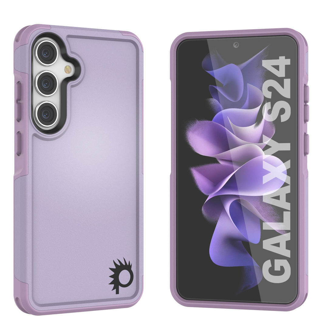 PunkCase Galaxy S24 Funda, [Serie Spartan 2.0] Funda Transparente Resistente y Resistente [Lila]
