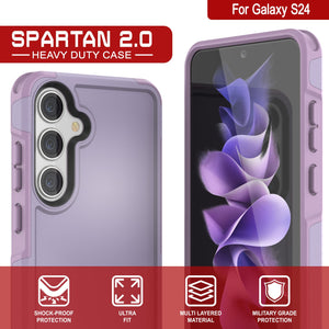 PunkCase Galaxy S24 Funda, [Serie Spartan 2.0] Funda Transparente Resistente y Resistente [Lila]