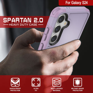 PunkCase Galaxy S24 Funda, [Serie Spartan 2.0] Funda Transparente Resistente y Resistente [Lila]