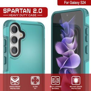 PunkCase Funda Galaxy S24, [Serie Spartan 2.0] Cubierta Resistente Transparente de Alta Resistencia [Azul Claro]