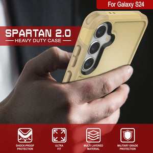 Funda PunkCase Galaxy S24, [Serie Spartan 2.0] Cubierta Resistente Transparente de Alta Resistencia [Amarilla]