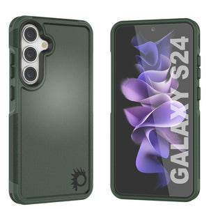 Funda PunkCase Galaxy S24, [Serie Spartan 2.0] Funda resistente transparente de alta resistencia [Verde oscuro]