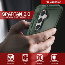 Cargar imagen en el visor de la galería, Funda PunkCase Galaxy S24, [Serie Spartan 2.0] Funda resistente transparente de alta resistencia [Verde oscuro]
