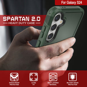 Funda PunkCase Galaxy S24, [Serie Spartan 2.0] Funda resistente transparente de alta resistencia [Verde oscuro]