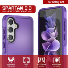 Cargar imagen en el visor de la galería, Funda PunkCase para Galaxy S24, serie Spartan 2.0, cubierta resistente y robusta transparente [púrpura].
