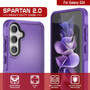 Funda PunkCase para Galaxy S24, serie Spartan 2.0, cubierta resistente y robusta transparente [púrpura].