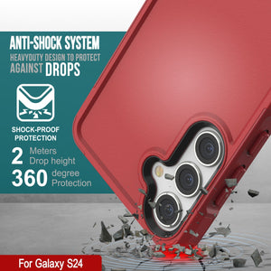 Funda para Galaxy S24 PunkCase, [Serie Spartan 2.0] Cubierta Resistente y Resistente Transparente [Rojo]