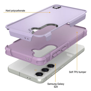 PunkCase Galaxy S24 Funda, [Serie Spartan 2.0] Funda Transparente Resistente y Resistente [Lila]