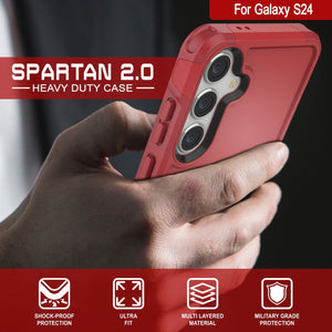 Funda para Galaxy S24 PunkCase, [Serie Spartan 2.0] Cubierta Resistente y Resistente Transparente [Rojo]