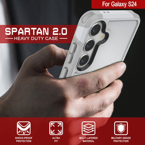 Funda PunkCase Galaxy S24, [Serie Spartan 2.0] Cubierta Clara Resistente y Robusta [Blanca]