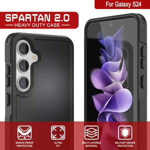 Funda PunkCase Galaxy S24, [Serie Spartan 2.0] Cubierta transparente resistente y robusta [Negro]