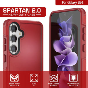 Funda para Galaxy S24 PunkCase, [Serie Spartan 2.0] Cubierta Resistente y Resistente Transparente [Rojo]