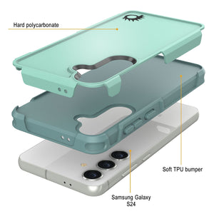 Funda PunkCase Galaxy S24, [Serie Spartan 2.0] Funda Resistente Transparente de Alta Resistencia [Turquesa]
