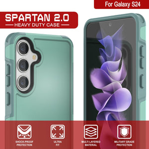 Funda PunkCase Galaxy S24, [Serie Spartan 2.0] Funda Resistente Transparente de Alta Resistencia [Turquesa]