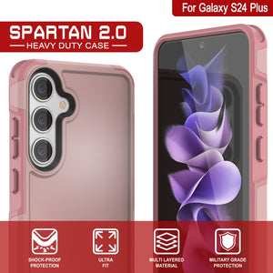 Carcasa PunkCase Galaxy S24+ Plus, Serie Spartan 2.0, Cubierta Transparente Resistente y Resistente [Rosa]