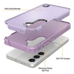Funda PunkCase Galaxy S24+ Plus, [Serie Spartan 2.0] Funda Transparente Resistente y Robusta [Lila]