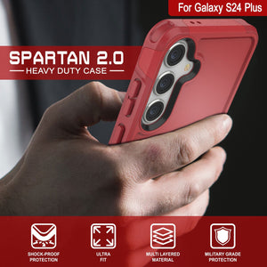 PunkCase Funda Galaxy S24+ Plus, [Serie Spartan 2.0] Cubierta Resistente y Duradera Transparente [Rojo]