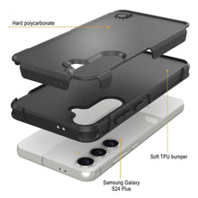 Cargar imagen en el visor de la galería, PunkCase Galaxy S24+ Plus Funda, [Serie Spartan 2.0] Funda Resistente Transparente de Alta Resistencia [Negra]

