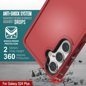 PunkCase Funda Galaxy S24+ Plus, [Serie Spartan 2.0] Cubierta Resistente y Duradera Transparente [Rojo]