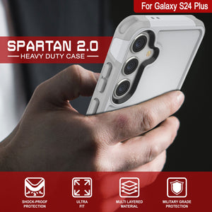 Funda PunkCase Galaxy S24+ Plus, serie Spartan 2.0, cubierta resistente y robusta transparente [blanca].