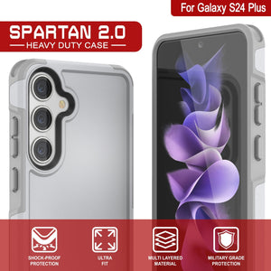 Funda PunkCase Galaxy S24+ Plus, serie Spartan 2.0, cubierta resistente y robusta transparente [blanca].