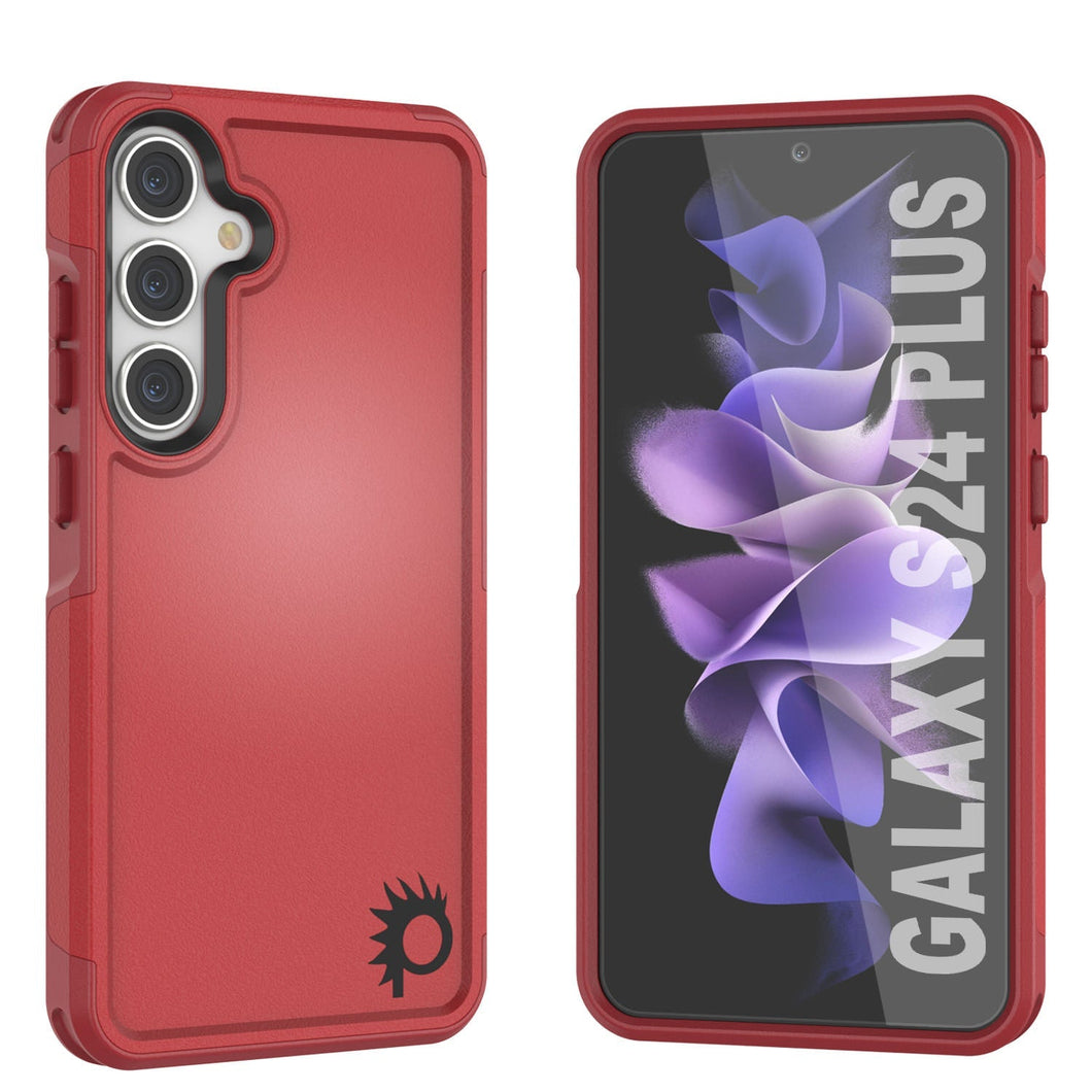 PunkCase Funda Galaxy S24+ Plus, [Serie Spartan 2.0] Cubierta Resistente y Duradera Transparente [Rojo]
