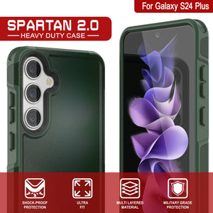 Funda PunkCase Galaxy S24+ Plus, Serie Spartan 2.0, Cubierta Transparente Resistente y Robusta [Verde Oscuro].