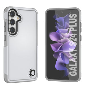 Funda PunkCase Galaxy S24+ Plus, serie Spartan 2.0, cubierta resistente y robusta transparente [blanca].