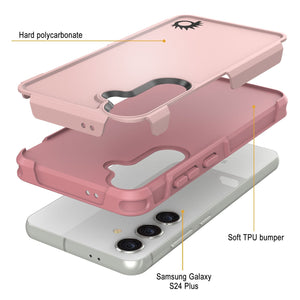 Carcasa PunkCase Galaxy S24+ Plus, Serie Spartan 2.0, Cubierta Transparente Resistente y Resistente [Rosa]