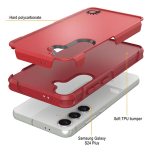 PunkCase Funda Galaxy S24+ Plus, [Serie Spartan 2.0] Cubierta Resistente y Duradera Transparente [Rojo]