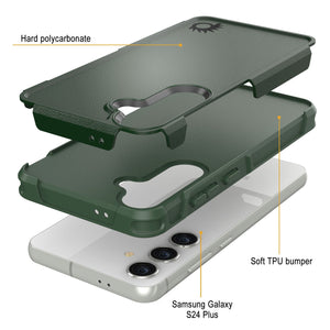 Funda PunkCase Galaxy S24+ Plus, Serie Spartan 2.0, Cubierta Transparente Resistente y Robusta [Verde Oscuro].