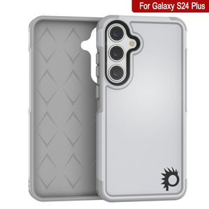 Funda PunkCase Galaxy S24+ Plus, serie Spartan 2.0, cubierta resistente y robusta transparente [blanca].
